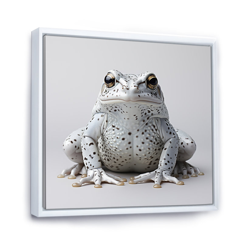 Harmonie grenouille noire et blanche - imprimé, Cadre flottant blanc, H 24 po x l 24 po x P 1 po