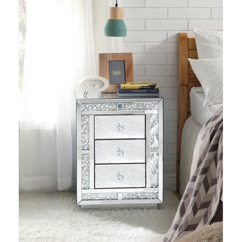Jalexis 3 - Drawer Mirrored Nightstand