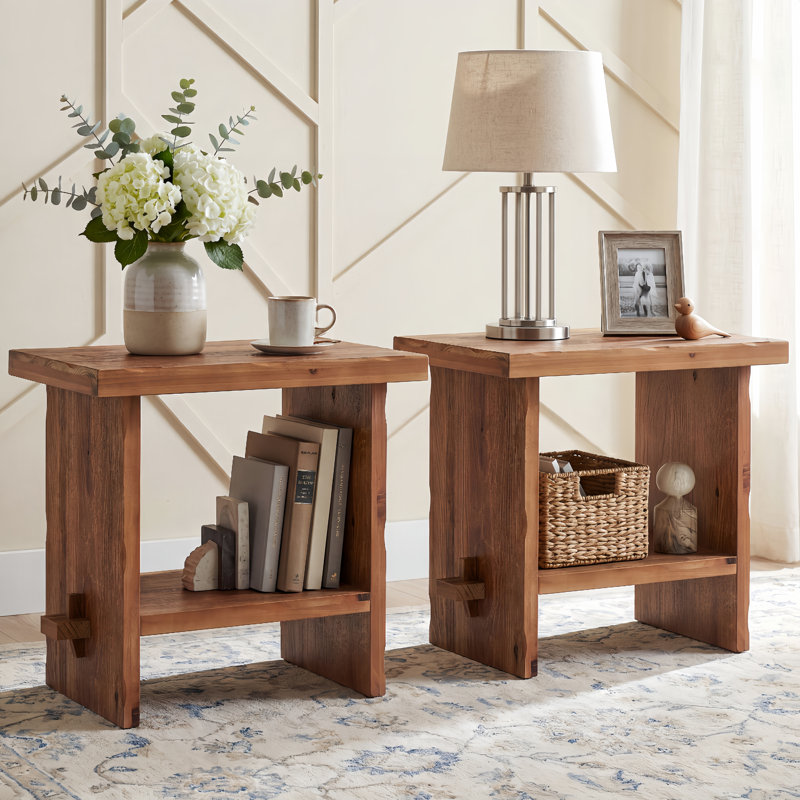 59.99cm W Solid Wood Bedside Table, Set of 2