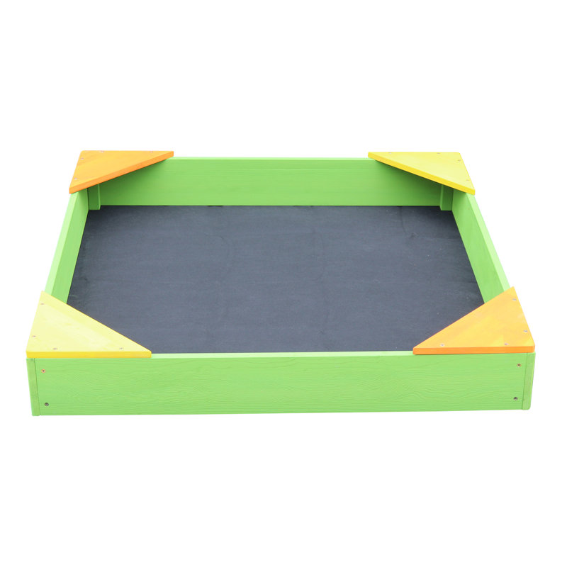 Liberty House Toys 90cm x 13.5cm Solid Wood Square Sandbox with Cover