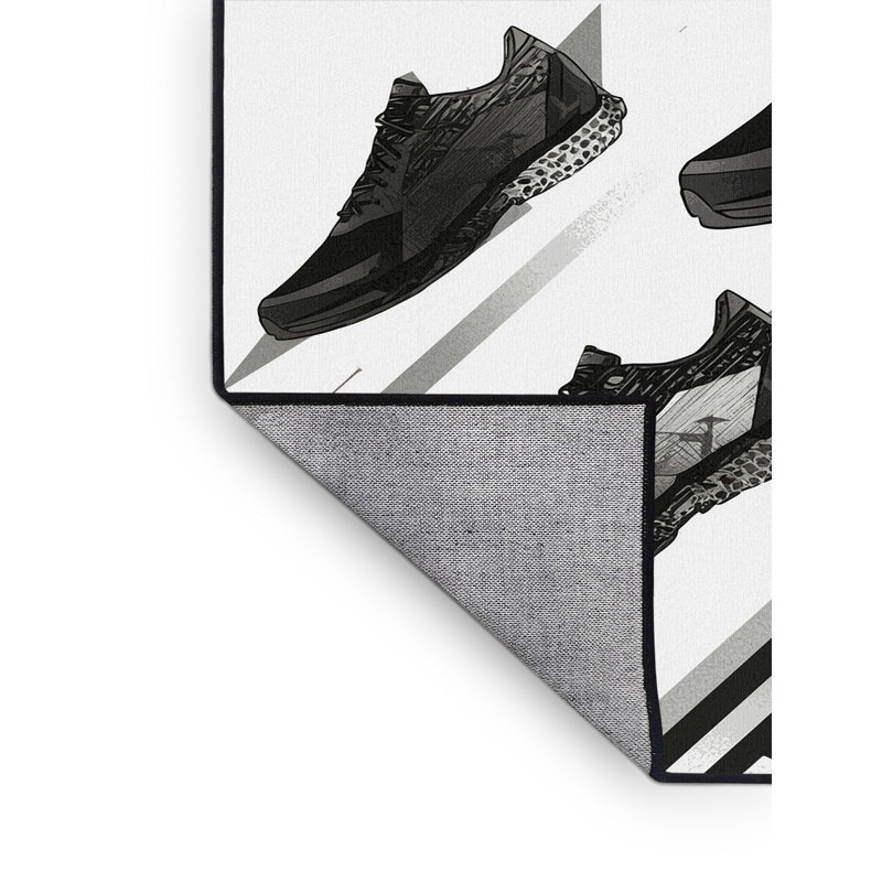 Machine Washable Kramer Track Running Shoes Sleek & Chic Modern Geometric Rug in Brown – Black Binding, 2x4