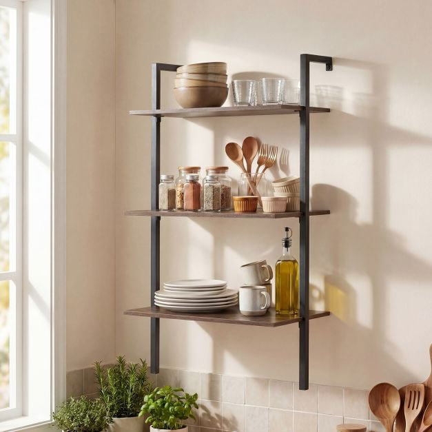 96cm H x 53.5cm W Metal Bookcase, Brown