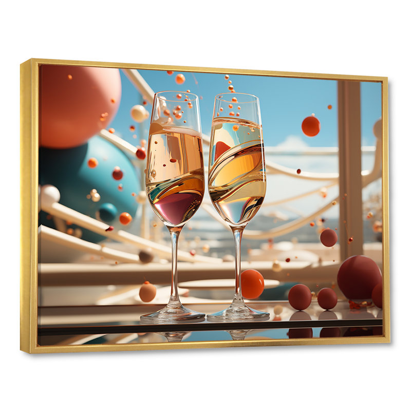 Bulles de rêves sur toile, Cadre flottant doré, H 24 po x l 32 po x P 1 po