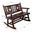 Chaise berçante d'extérieur en bois carbonisé double pour 2 personnes avec siège large et incurvé