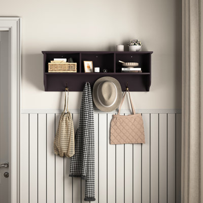 Wall Mounted Coat Rack With Storage Shelf And 4 Hooks Functional Bedroom