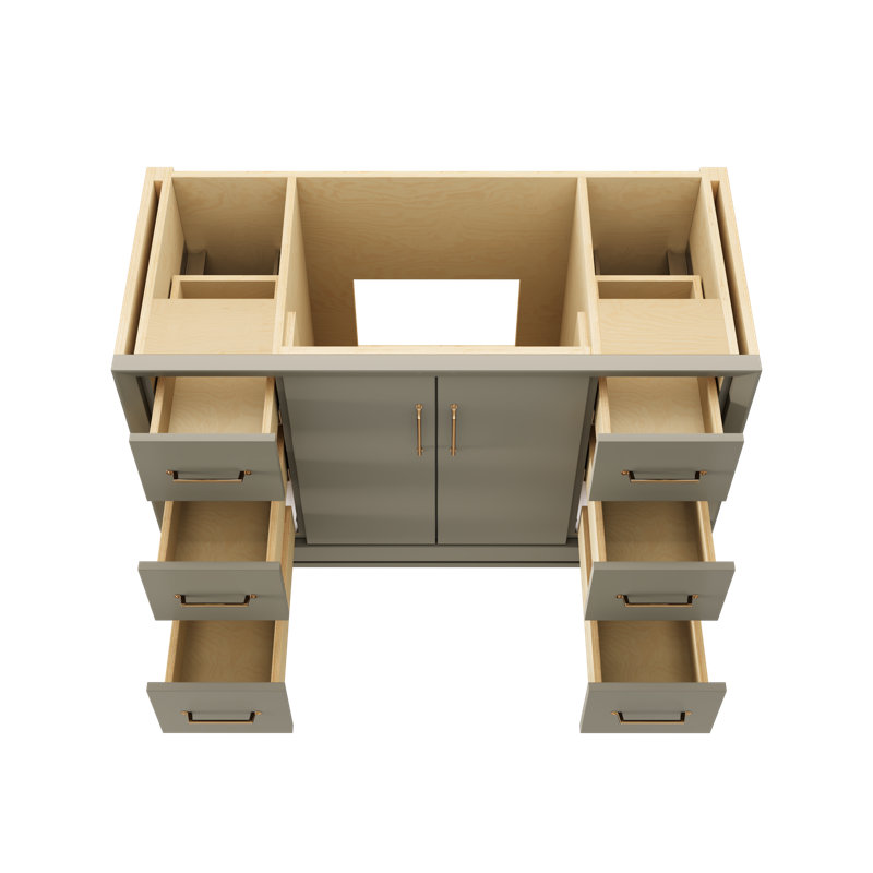 Alexandra Single Extra Wide Bath Vanity, French Olive, 48", Satin Gold