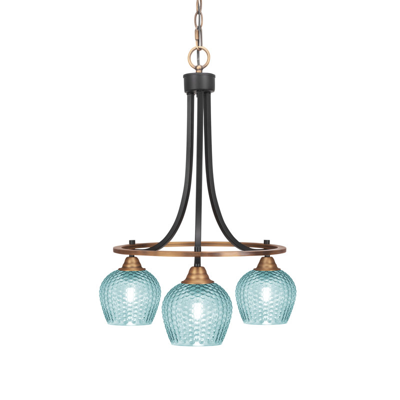 Lustre 3 lumières Allexus, Sarcelle, Noir mat