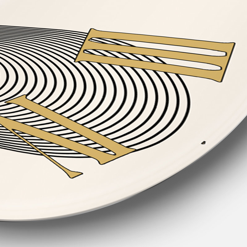 Illustration géométrique de la route géométrique noir et blanc - Horloge murale moderne, Moyen