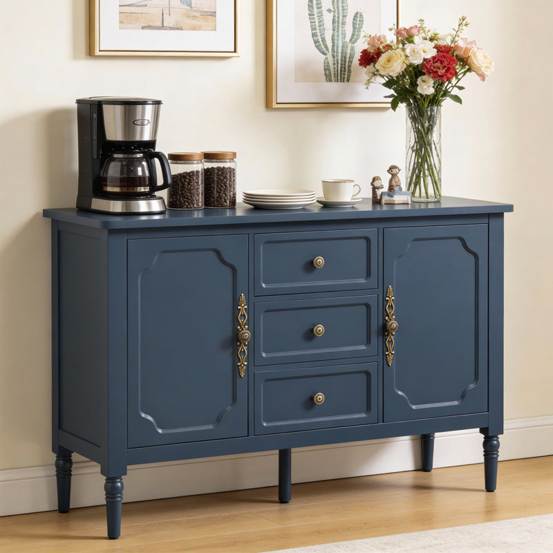 Collynns 47" Accent Cabinet With 2 Doors & 3 Drawers, Blue, Blue