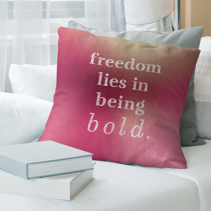 Housse de coussin de citation inspiration bold, 16 po x 1 po, Lueur rose