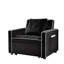 Fauteuil-lit ajustable à dossier réglable: pliant à trois, convertible, inclinable et lit simple. Chaise de lit moderne noire tendance: Threeone, pliable réglable, velours, adulte avec fonction