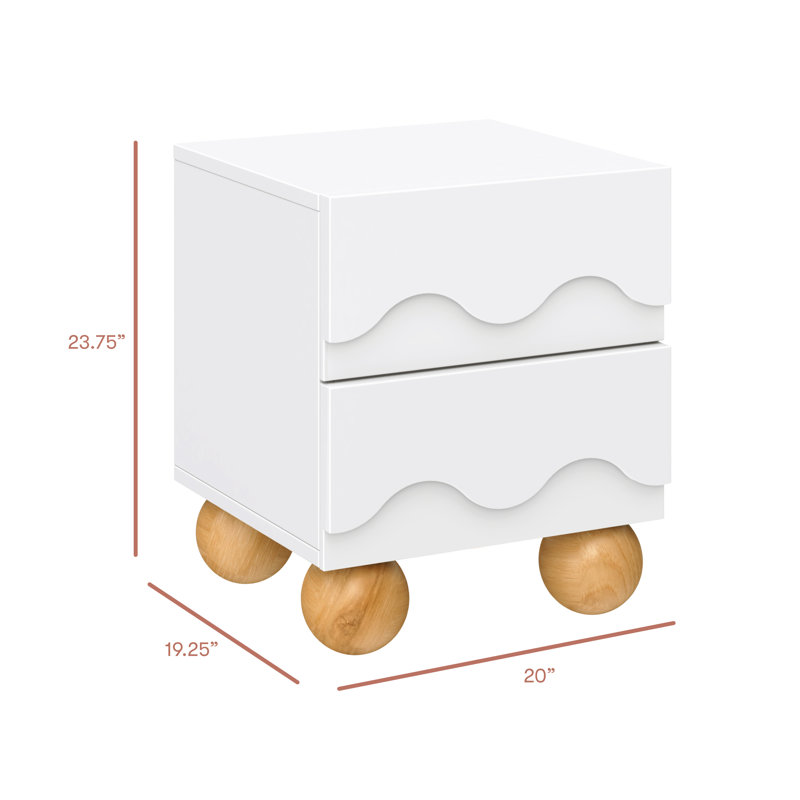 Lido Wave Assembled Nightstand, White/Honey