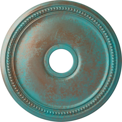 Endurathane Diane Ceiling Medallion, 18"OD x 3 5/8"ID x 1 1/8"P (Fits Canopies up to 5 3/8"), Hand-Painted Copper Green Patina Finish