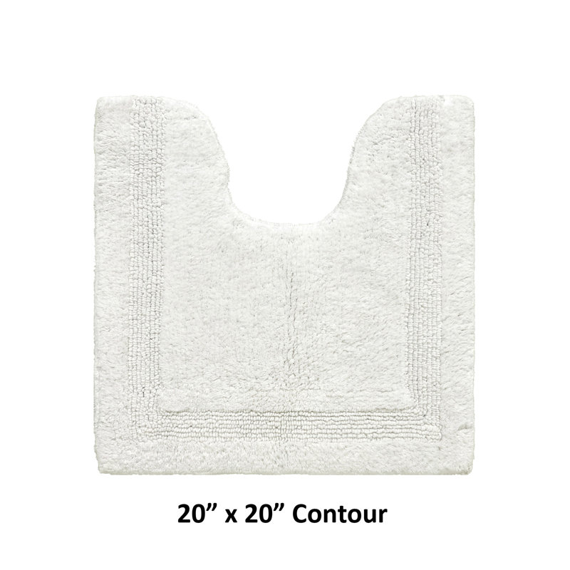 Lux Premium 100% Cotton Tufted Reversible Contour Bath Rug – Super Absorbent, Machine Washable U-Shaped Contour Toilet Rug, 20” x 20”, Ivory