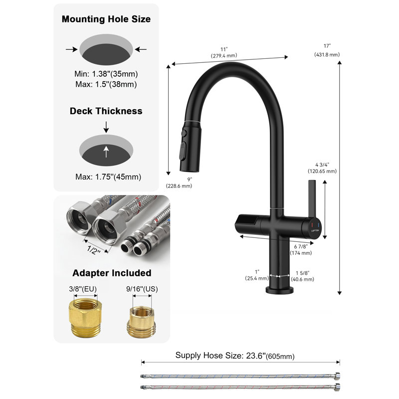 Lefton Touchless Pull-out Kitchen Faucet, Hands Free Motion Sensor Activated, Battery-free Temperature Display, Kf2206