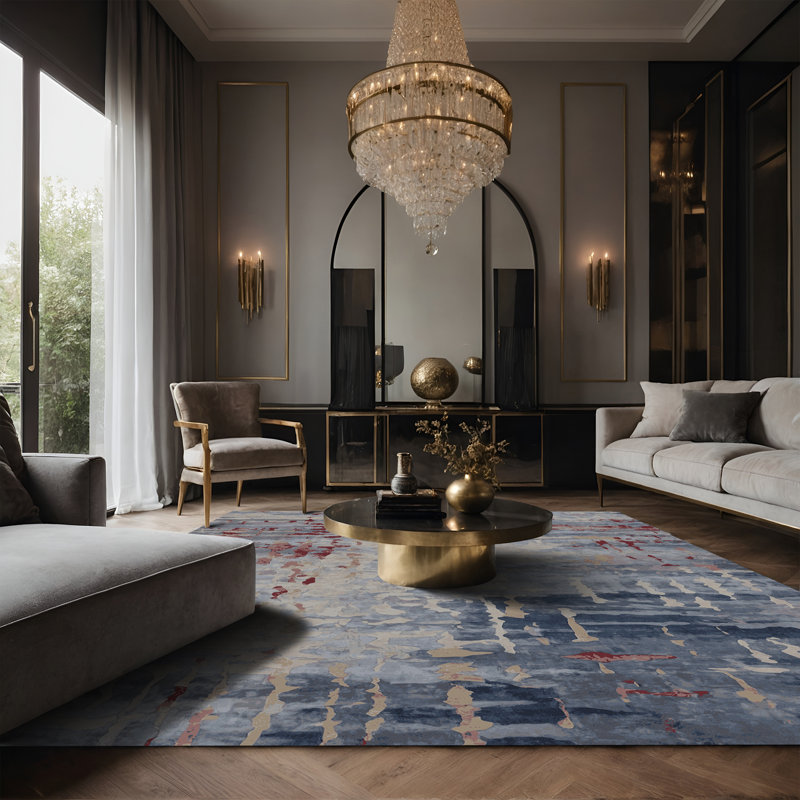 Tapis gris soyeux et moelleux, Rectangle 2 pi x 3 pi
