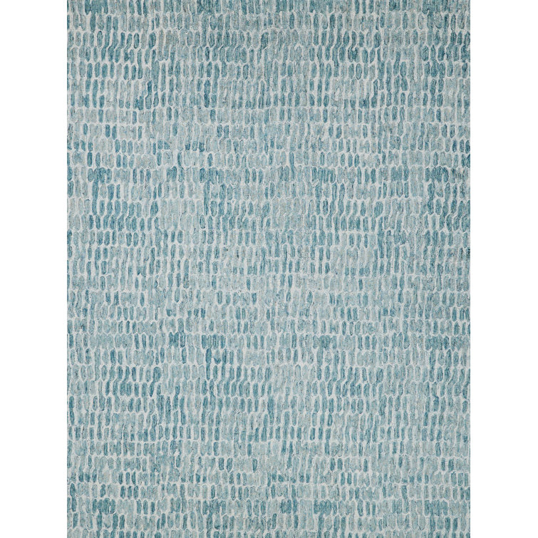 Ink Blot Wool Abstract Area Rug in Turquoise/Gray