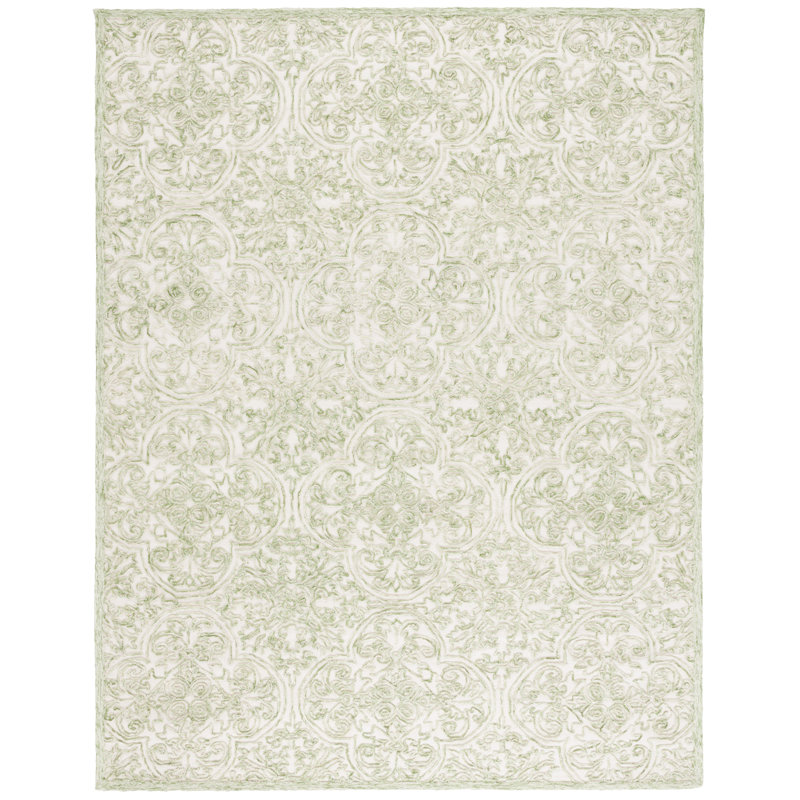Msr Trace Martha Stewart Hand Tufted Wool And Cotton With Latex Damask Rug, Rectangle 8' x 10'