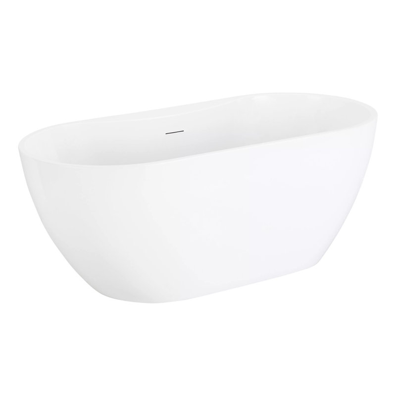 Hibiscus Oval Acrylic Soaking Freestanding Tub with Integrated Drain, Overflow and Tap Deck