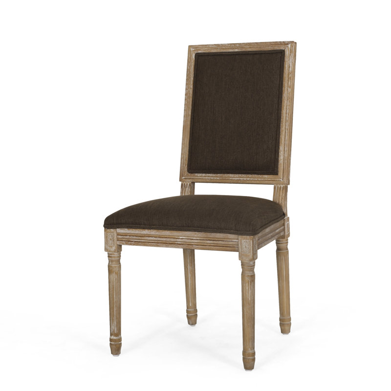 Viveiros 1'' H Fabric Upholstered Side Chair, Natural, 4, Slate Blue