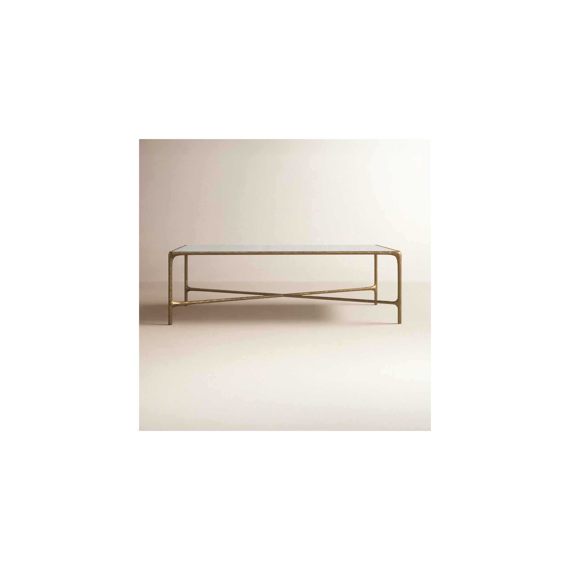 Evelynn Single Coffee Table, White Marble, Brass