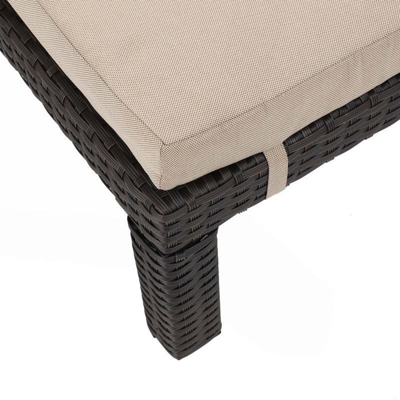 Chaise longue de patio en PE avec coussin, Beige