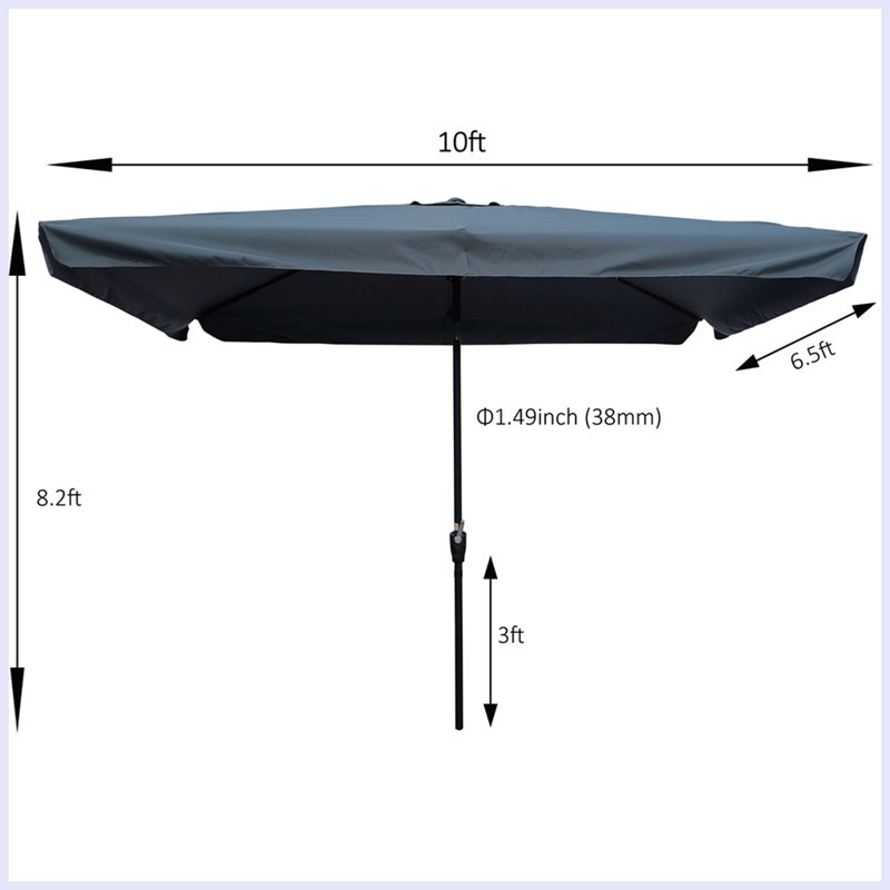 Parasol de patio 10 pi 6,5 pi, Gris