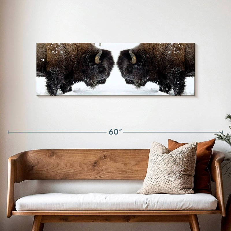 Bison Clash sur impression sur toile, H 48 po x l 16 po x P 1,25 po