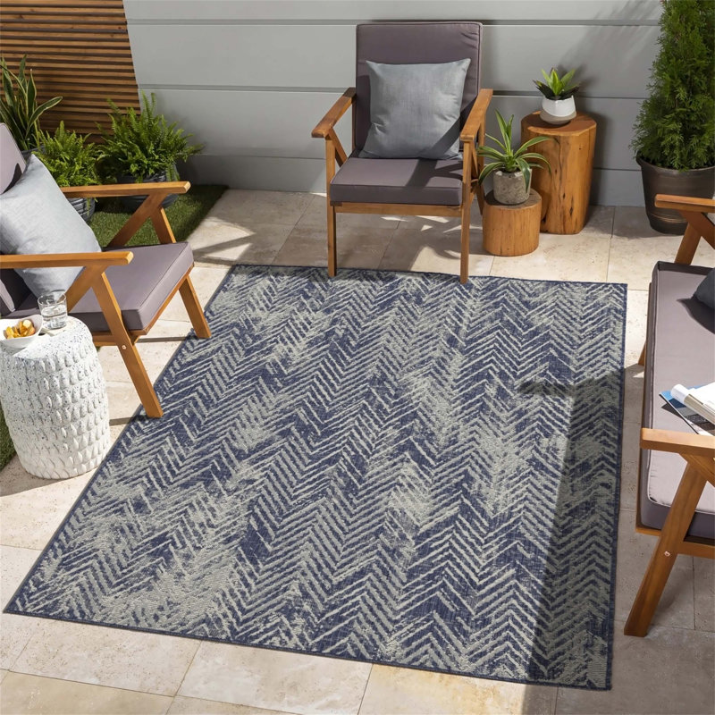 Sunshine Blue Indoor/Outdoor Area Rug, Rectangle 5'3" x 7'3"