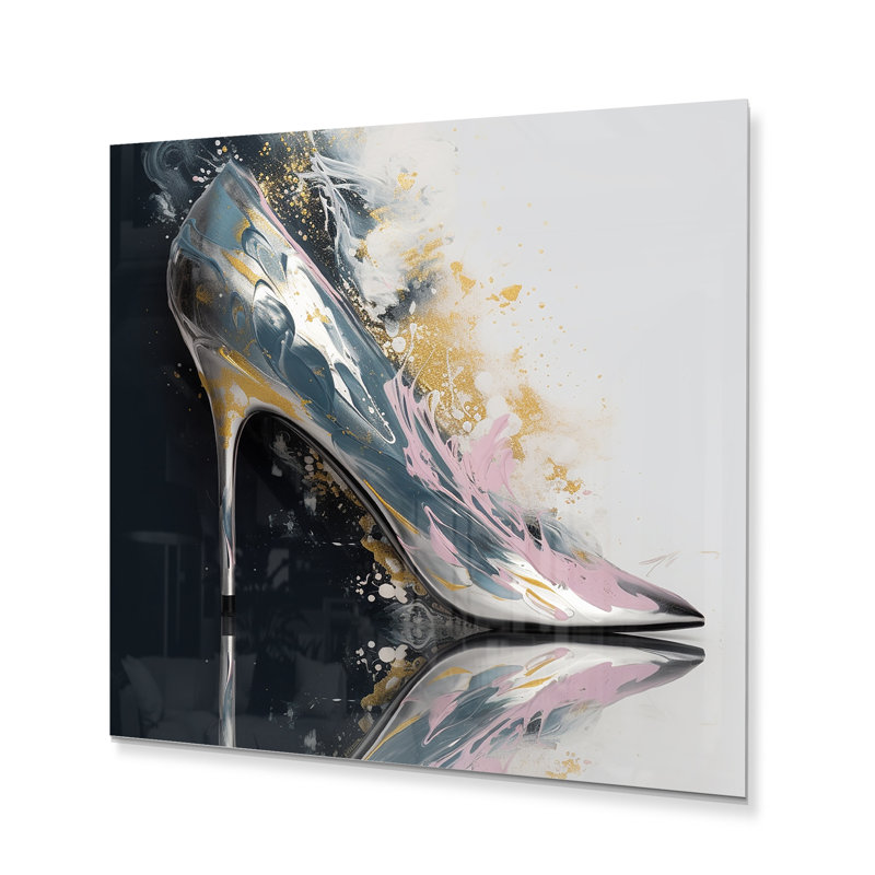 Rose High Heel Enchantment II - imprimé, H 36 po x l 36 po x P 1,5 po, Métal métal