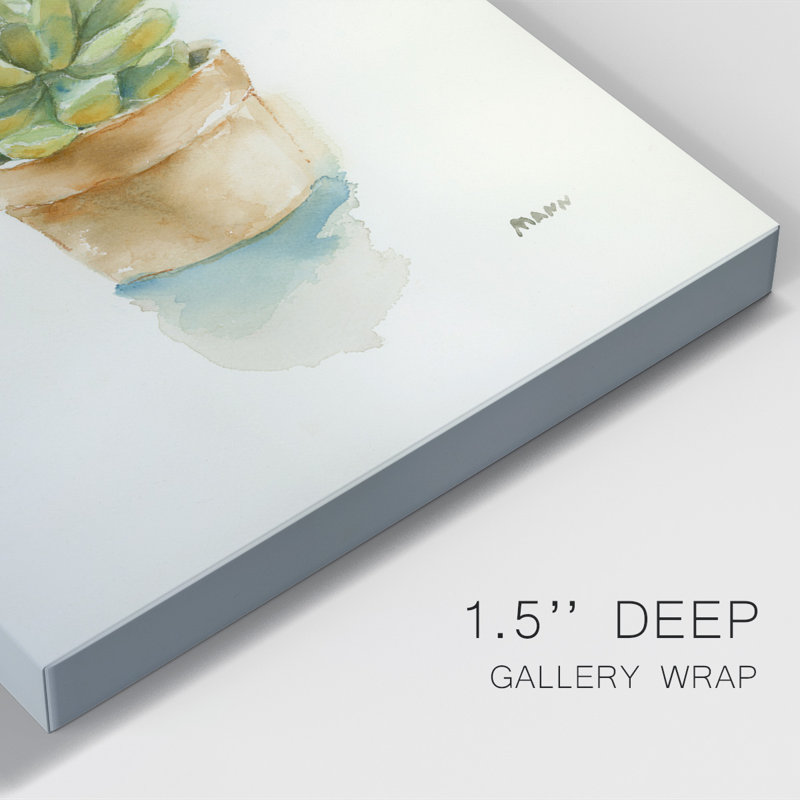 Succulent II - peinture sur toile tendue, H 12 po x l 8 po x P 1 po