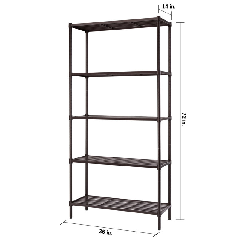 EcoStorage 5-Tier Black Adjustable Slat Wire Shelving Unit