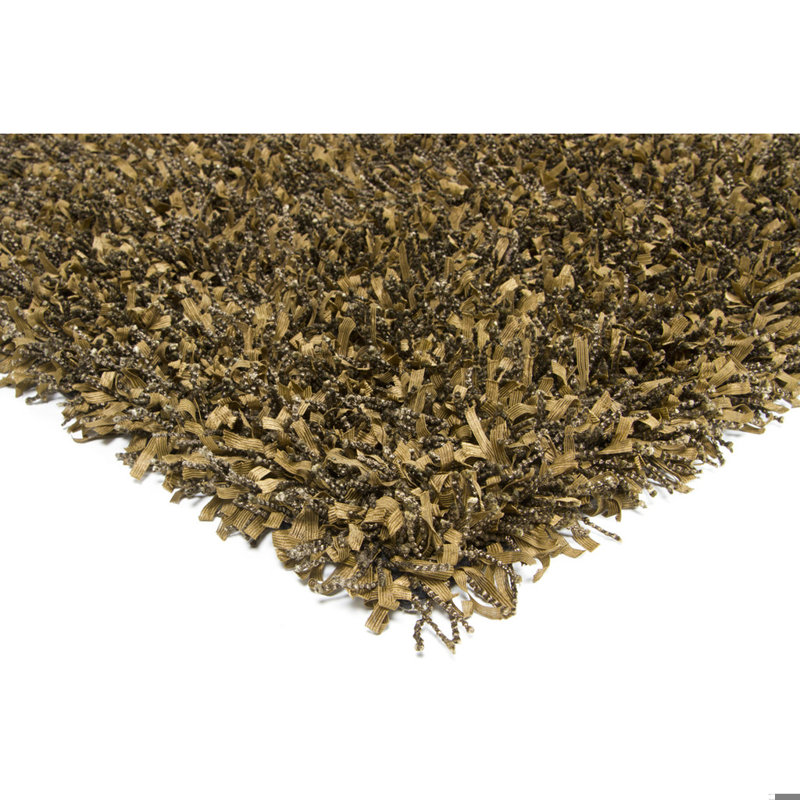 Tapis à poils longs en polyester tissé à la main Lydia, Rectangulaire 9 pi x 13 pi, Chocolat