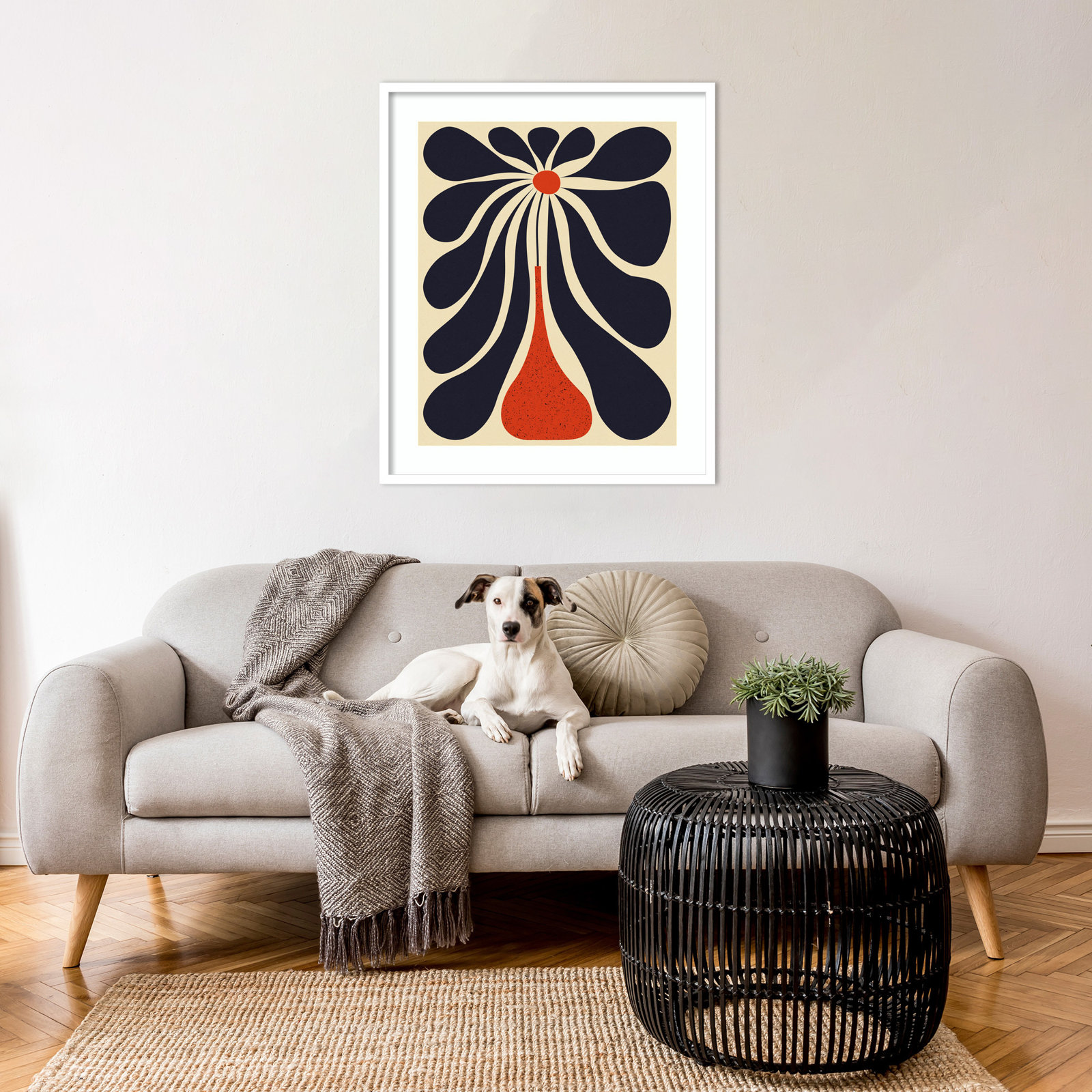Lazy Flower Print by Alisa Galitsyna, White Framed, 33" H x 28" W