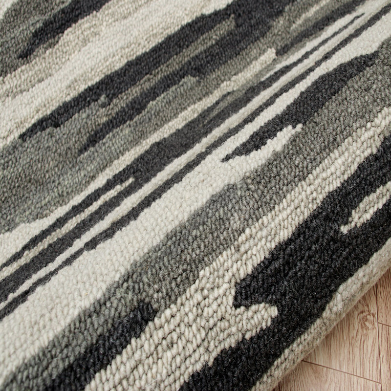 Karleigh Hand Tufted Wool Camouflage Indoor Rug, Round 4'