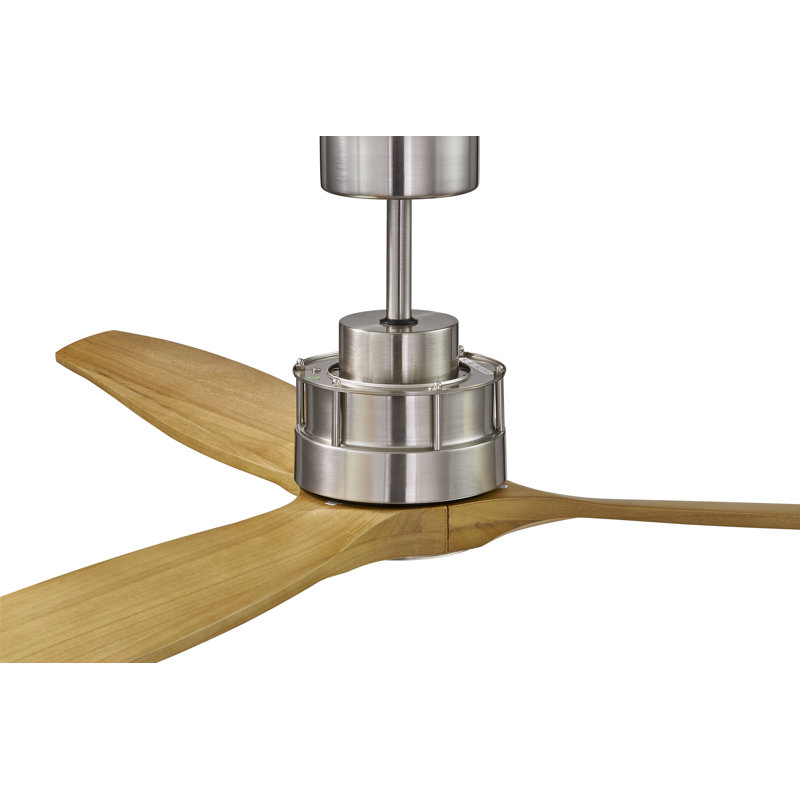 60in 3-Blades Indoor Ceiling Fan with Remote Control, Brushed Chrome/Teak