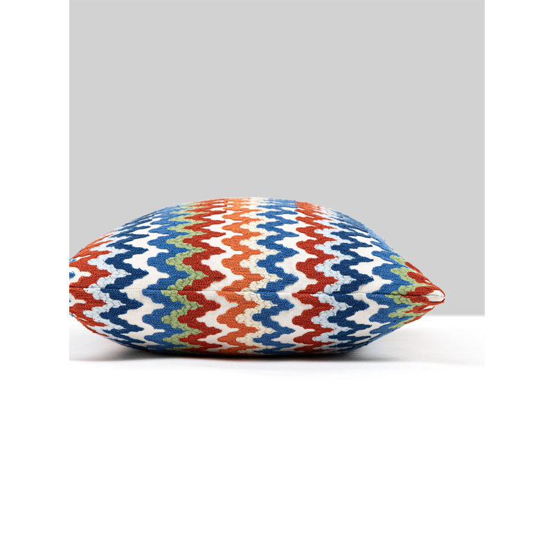 RAINBOW MOUNTAIN CREWEL PILLOW, Cobalt Rouge, Rectangle - 22"H x 14"W