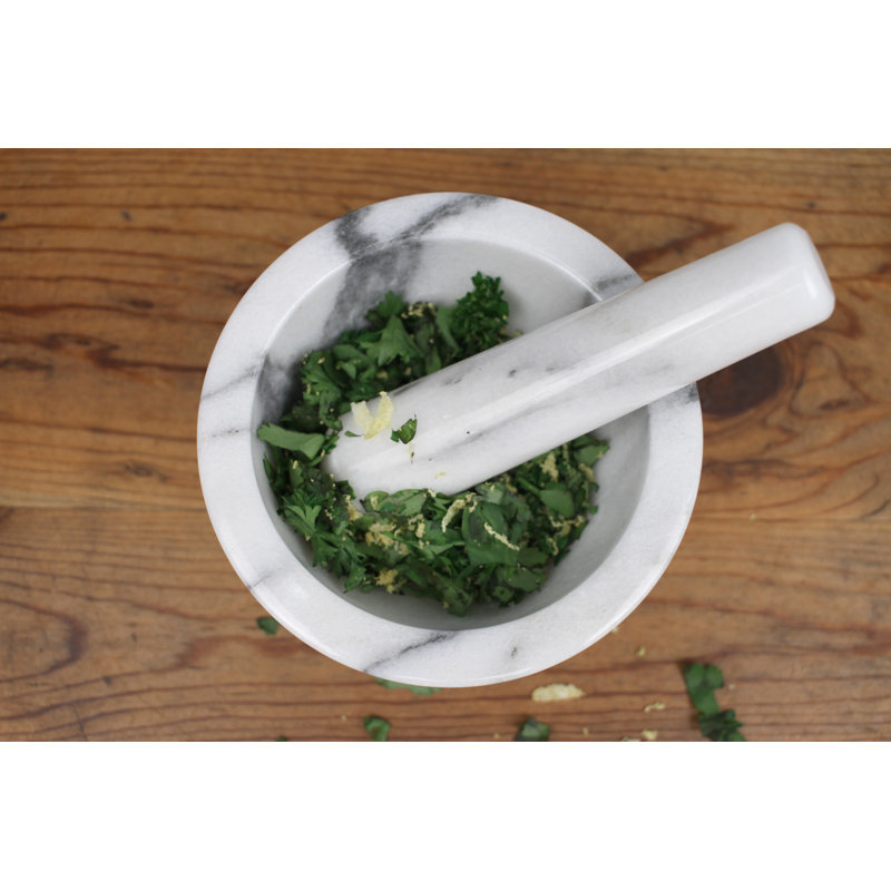White Marble Kitchen Mortar and Pestle Set
