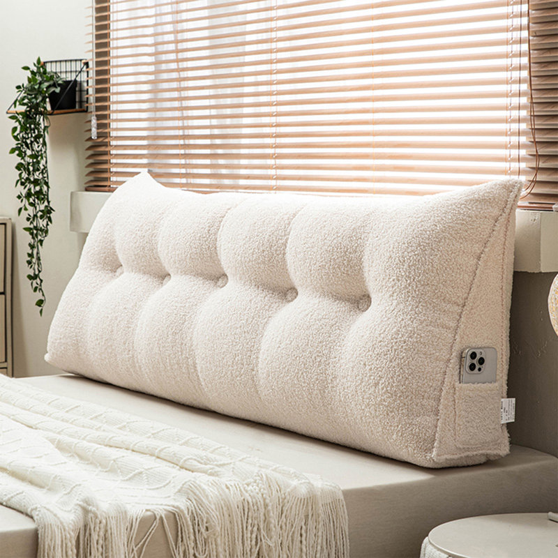 Coussin de tête de lit triangulaire, H 19,7 po x l 39 po, Blanc