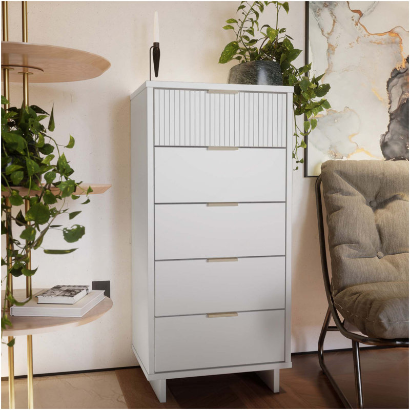 Granville 24" Chest In White (5-Drawer), White