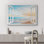 «Summer Clear Blue Beach Sky Sunrise Ocean Coastal Seascape Nautical Wall Art», reproduction d'art sur toile encadrée