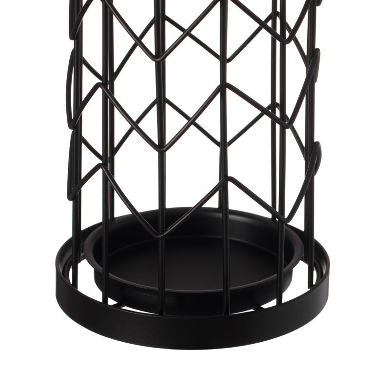 Black Metal Round Umbrella Holder Stand with Drip Tray