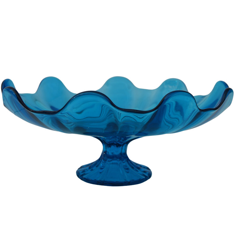 Centre de table Mid-Century en verre soufflé à la main bleu