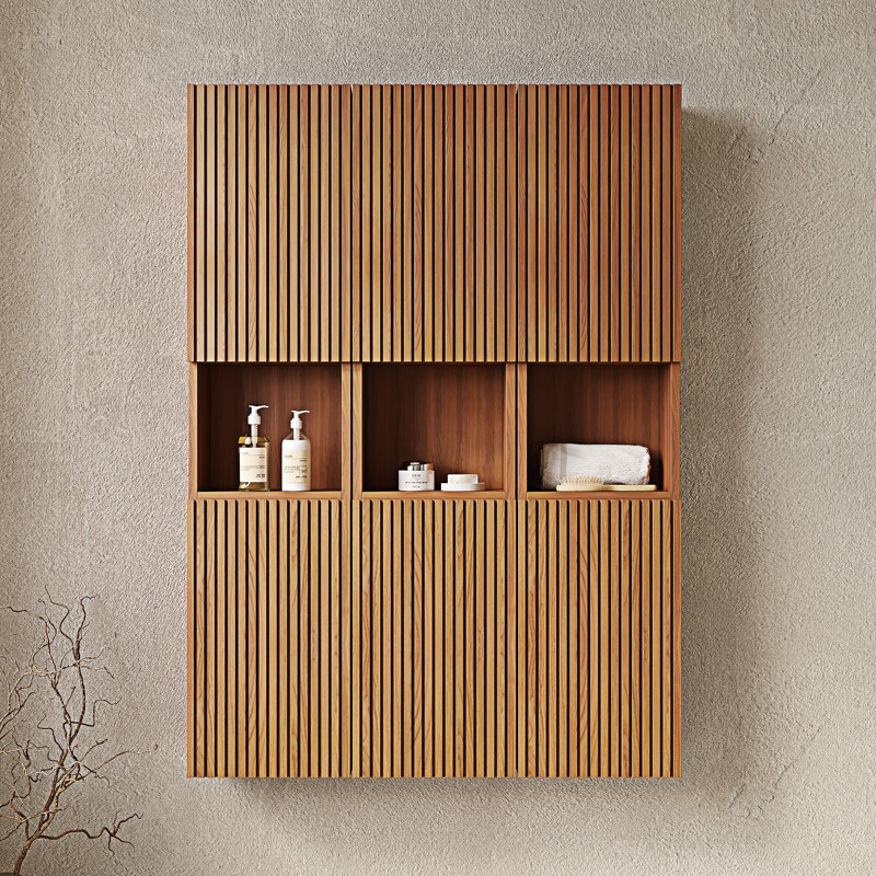 Armoire murale de salle de bain, Chêne brun