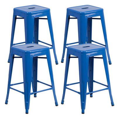 Tabouret de comptoir 24 po avec cadre en métal Juddson, ensemble de 4 tabourets d'intérieur et d'extérieur