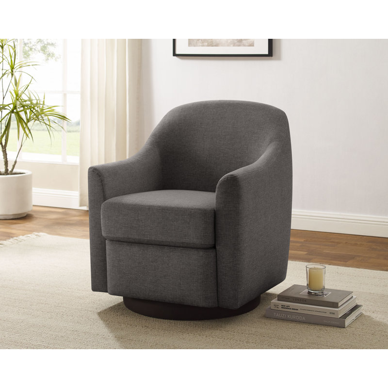 29.92In Modern Barrel Swivel Accent Chair, Dark Gray Polyester Blend
