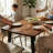 Dining Table with Solid Walnut Top and Black Metal Legs -126282528