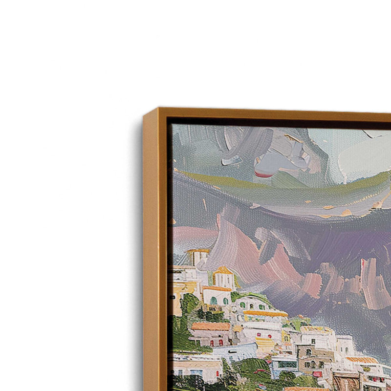 «Coastal Charm On Canvas» par Azure Artisanal Studio, reproduction, Cadre flottant or poli, H 32 po x l 22 po x P 1,75 po