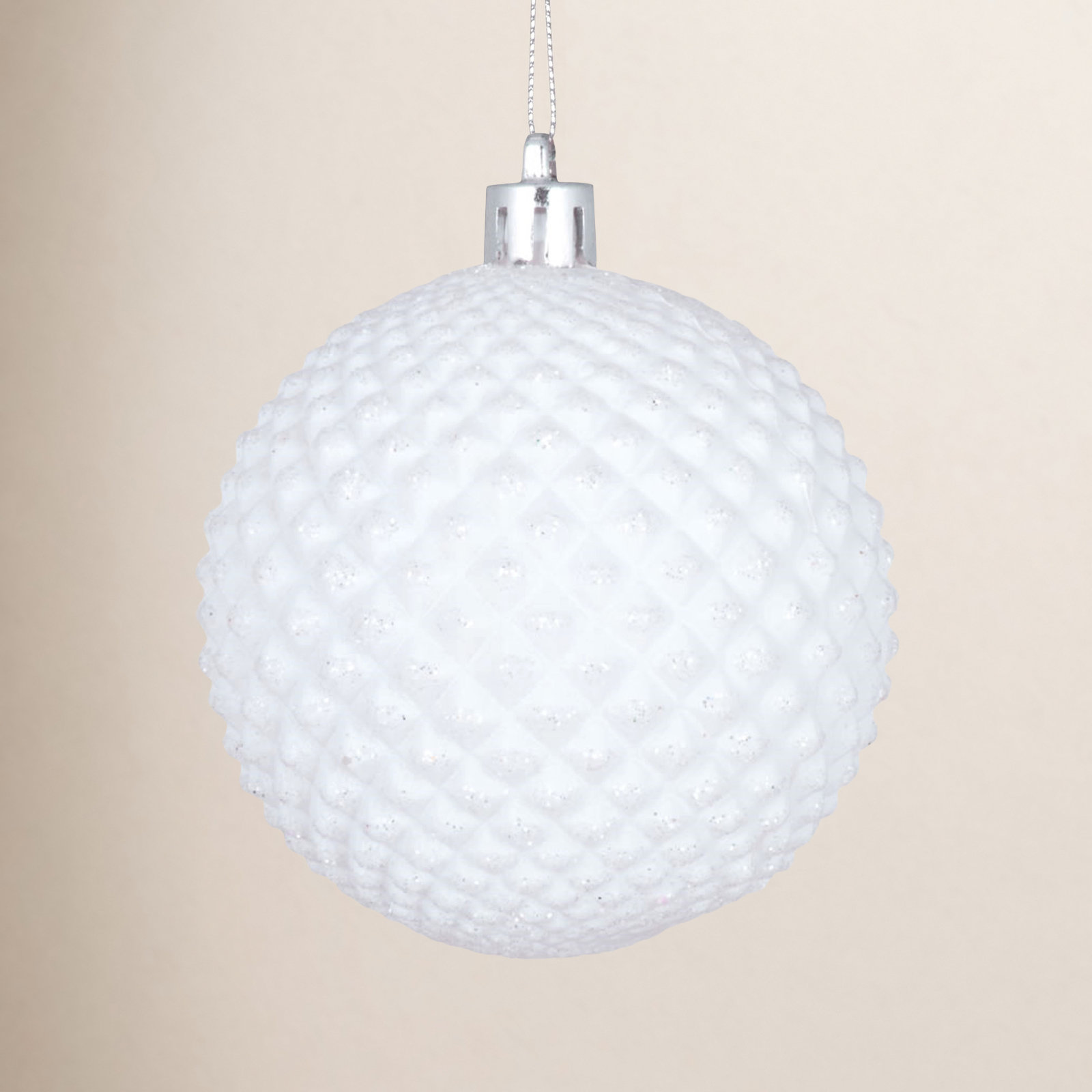 Durian Glitter Ball Ornament, White