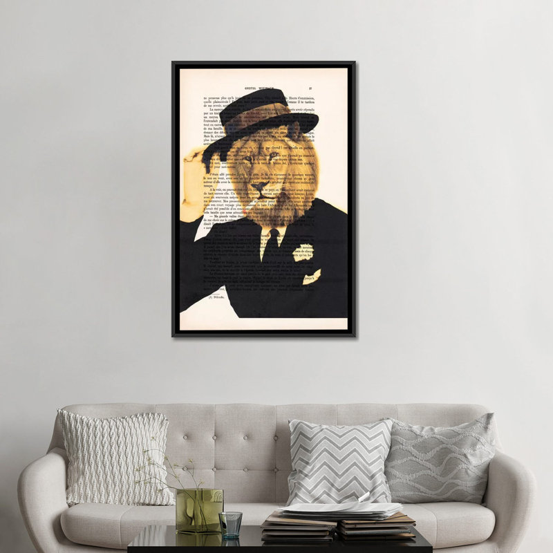 «Vintage Paper Series: Dapper Lion» par Coco de Paris, reproduction d'art graphique sur toile, H 26 po x l 18 po x P 1,5 po